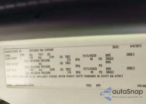 2012 GMC Savana 1500 Upfitter from USA, damaged, VIN 1GDS7DC46C1150442